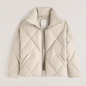 Nwot Abercrombie & fitch vegan leather jacket oversized diamond quilted small